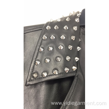 Ladies' Punk Studded Faux Leather Jacket